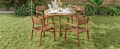 Five Piece Outdoor Dining Set with Acacia Wood