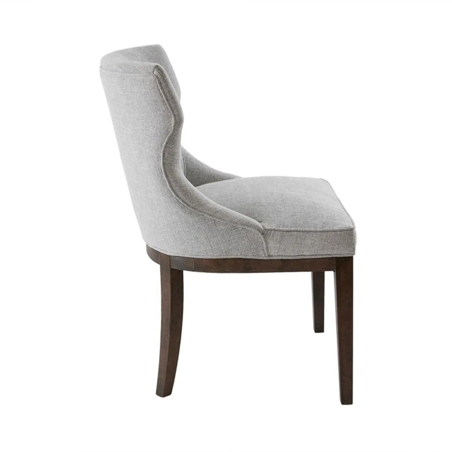 Hutton dining side chair gray fabric upholstery with dark wood legs on Tampa Home & Garden Store