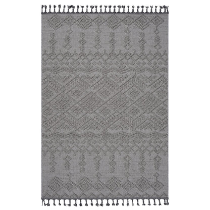 Guros A Synthetic Plush And Loop Area Rug gray diamond pattern with fringe ends by HouseOfZazla on Tampa Home & Garden Store