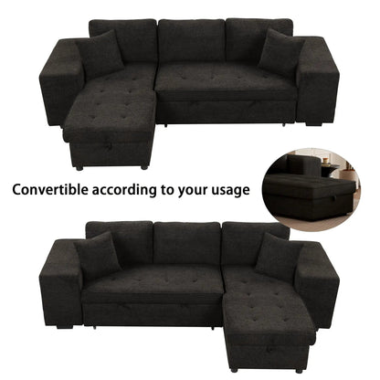 Modern L-Shape 3-Seat Sectional with Chaise and 2 Stools in charcoal by Unique Piece Furniture on Tampa Home & Garden Store
