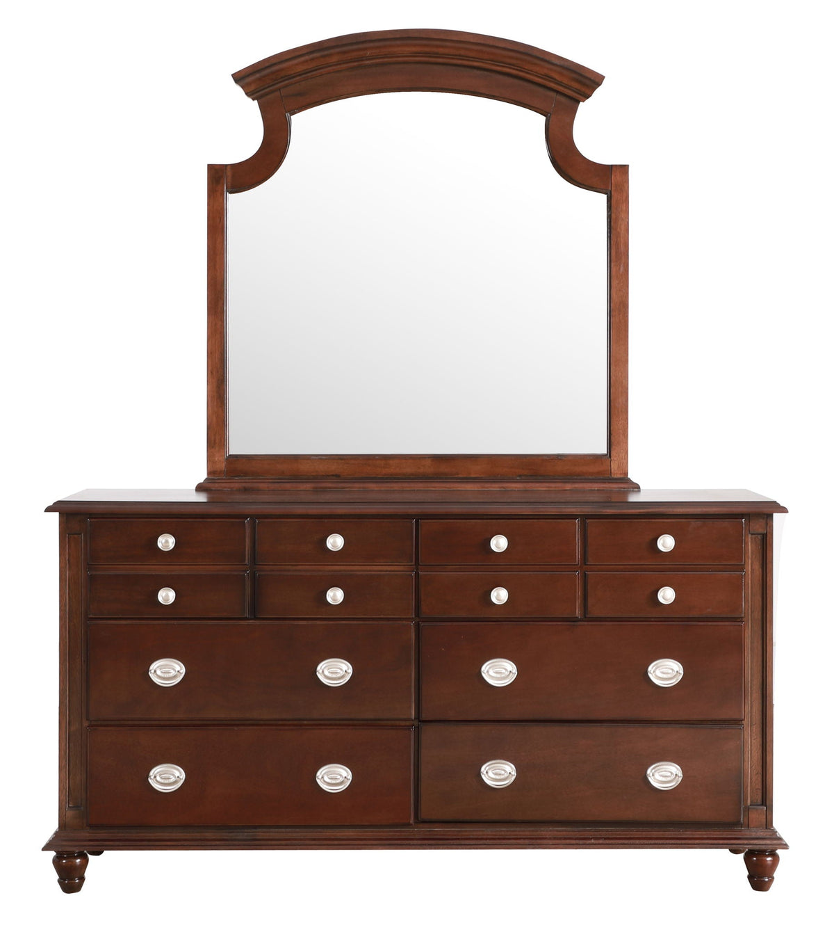 Traditional dresser with real wood veneers in dark brown, arched mirror by HouseOfZazla on Tampa Home & Garden Store