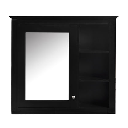 Bathroom vanity with medicine cabinet in black finish with mirror panel and 4 drawers on Tampa Home & Garden Store