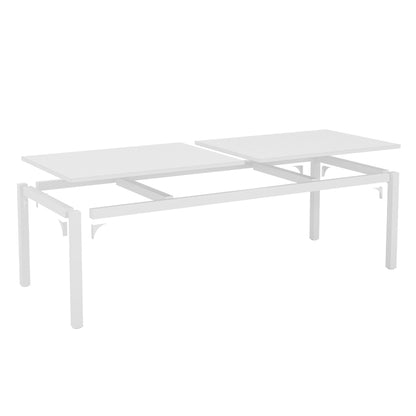 Rectangle dining table for 6-8 people with metal legs in white finish and two-panel top on Tampa Home & Garden Store