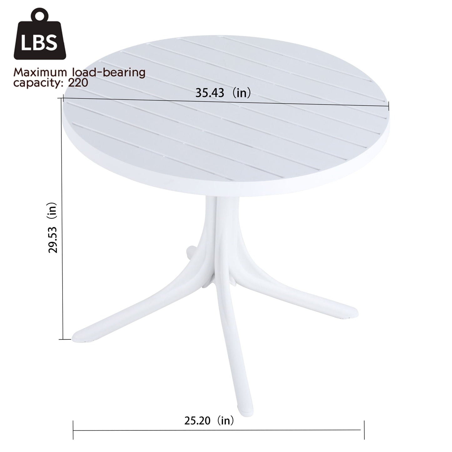 White round outdoor dining table with slatted top by HouseOfZazla, waterproof UV resistant on Tampa Home & Garden Store