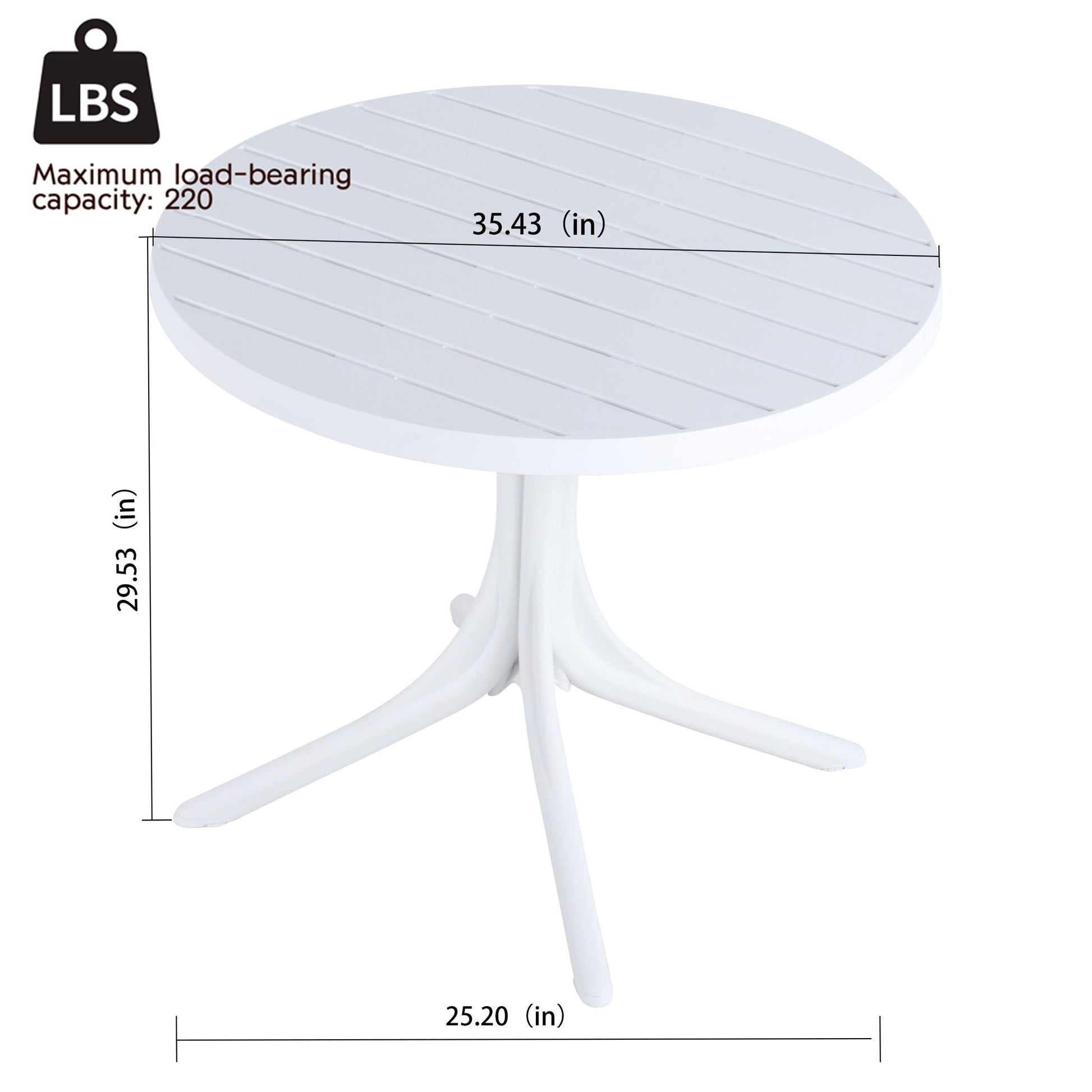 White round outdoor dining table with slatted top by HouseOfZazla, waterproof UV resistant on Tampa Home & Garden Store