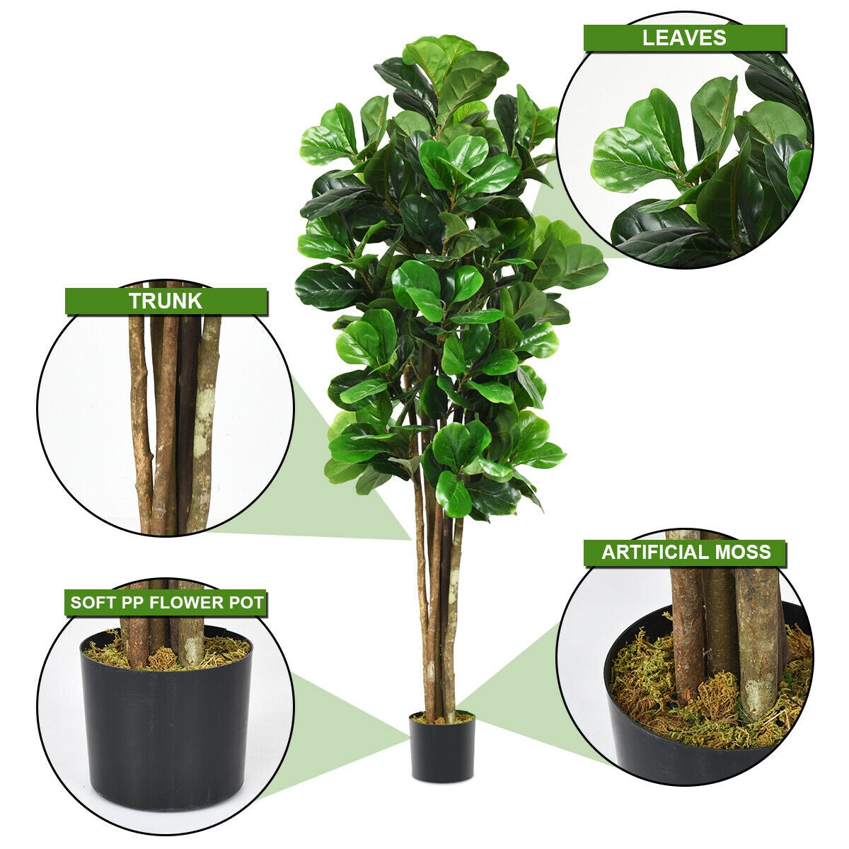 Maceta Decorativa Artificial de 6 Pies para Interiores y Exteriores