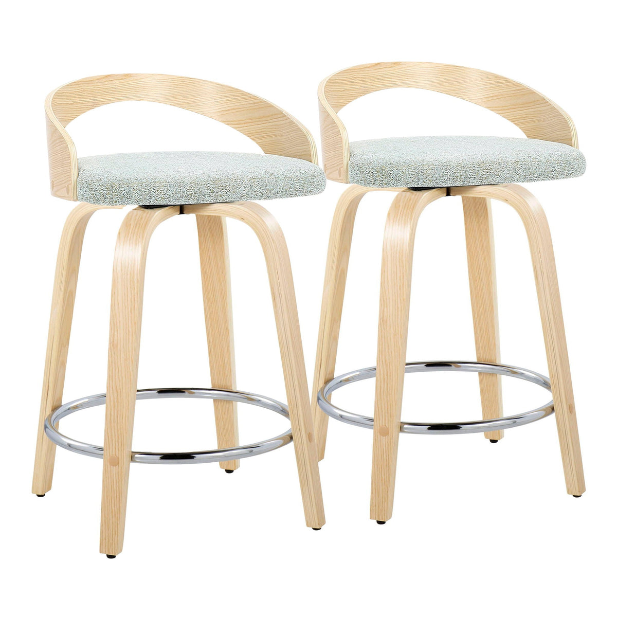 Contemporary fixed-height counter stools set with gray cushions and chrome feet 2 stools on Tampa Home & Garden Store