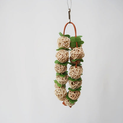 Parrot Bird Simple Wooden Chew Toy by Sell My Stuff, hanging ball beads with green leaves on Tampa Home & Garden Store