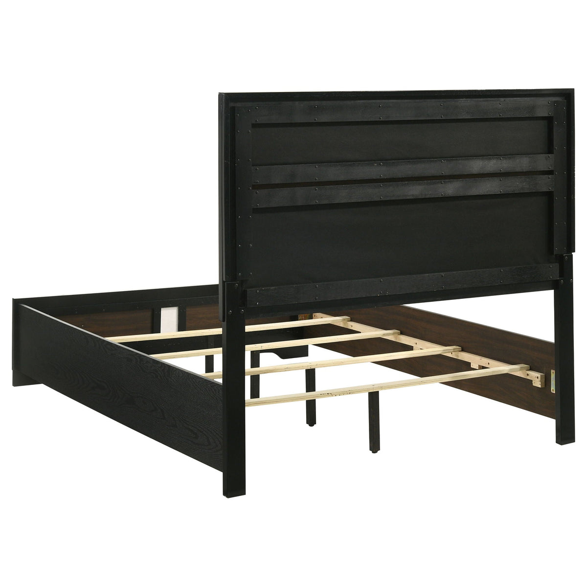 Annie 4 Piece Bedroom Set black metal bed frame with riveted panel headboard on Tampa Home & Garden Store