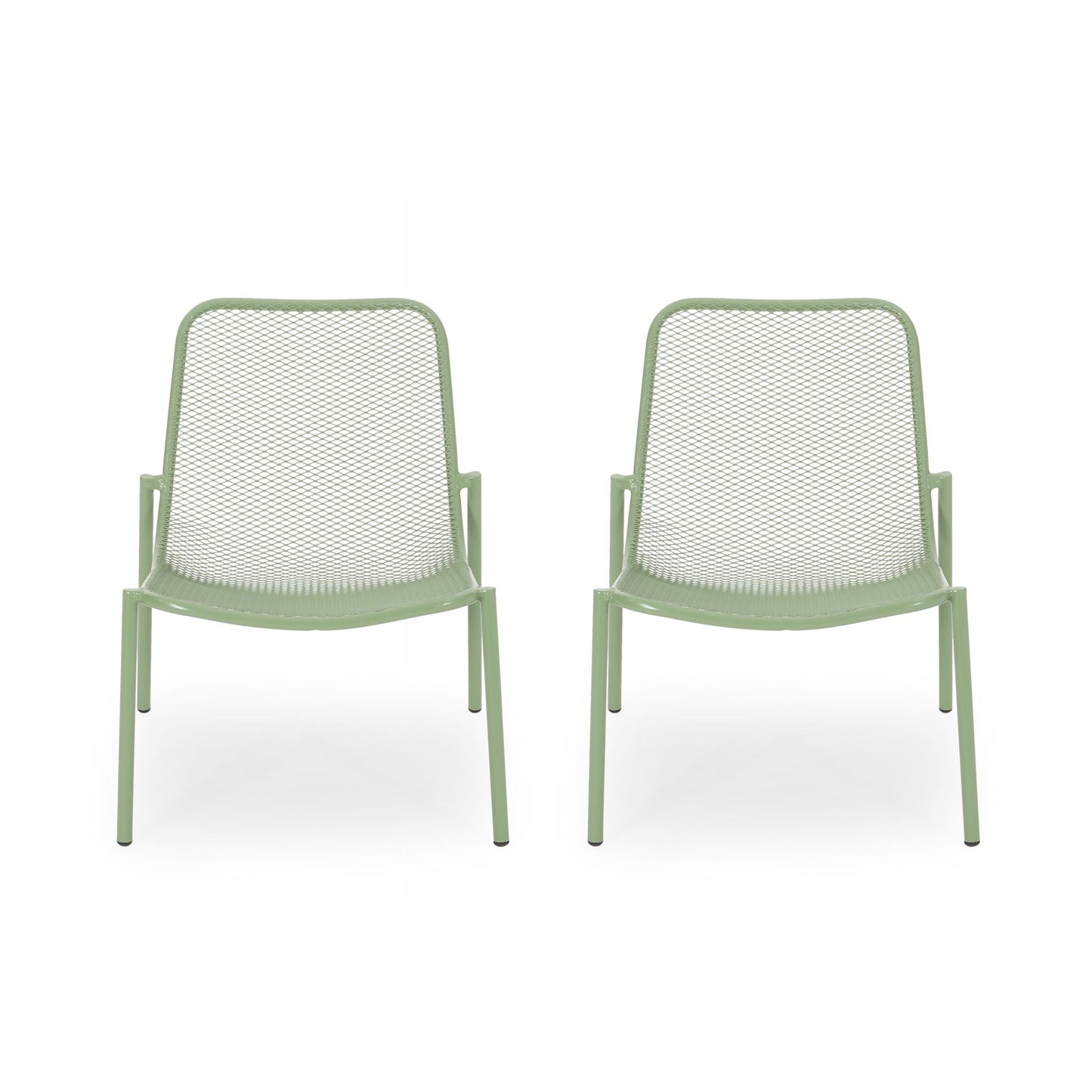 Outdoor Iron Chair with Mesh Design in sage green by HouseOfZazla, set of 2 on Tampa Home & Garden Store