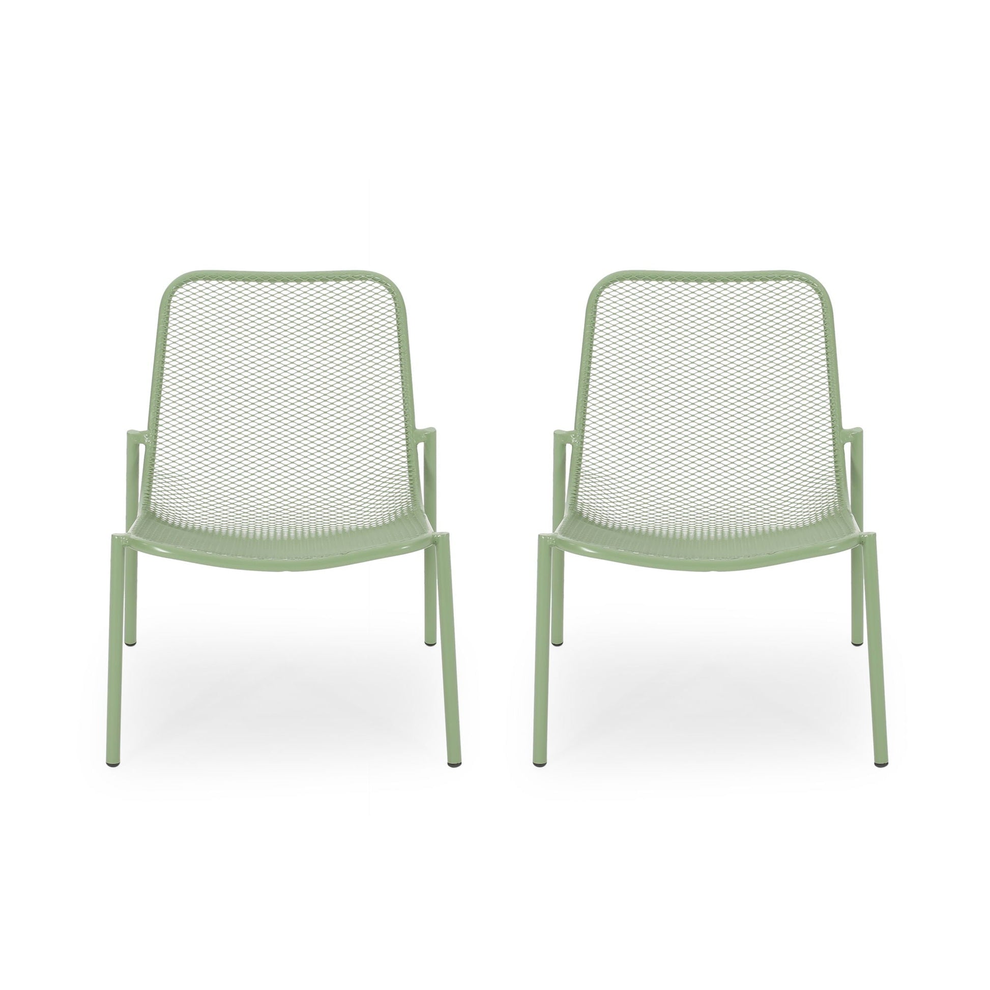 Outdoor Iron Chair with Mesh Design in sage green by HouseOfZazla, set of 2 on Tampa Home & Garden Store