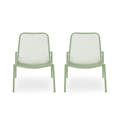 Outdoor Iron Chair with Mesh Design in sage green by HouseOfZazla, set of 2 on Tampa Home & Garden Store