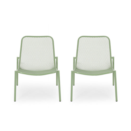 Outdoor Iron Chair with Mesh Design in sage green by HouseOfZazla, set of 2 on Tampa Home & Garden Store