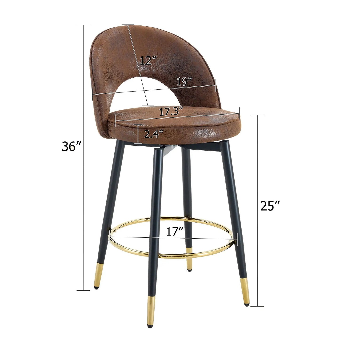 Upholstered Rotatable Bar Chair with Metal Legs