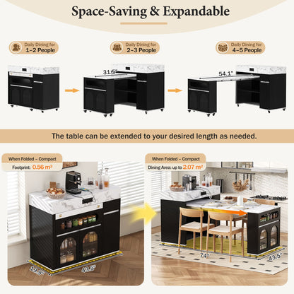 Extendable Table and Rolling Kitchen Island Cart