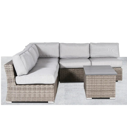 2-piece wicker outdoor sofa set with gray cushions and coffee table by Unique Piece Furniture on Tampa Home & Garden Store