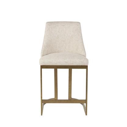 Upholstered counter stool in cream fabric with brass metal base by HouseOfZazla, 24–27 in on Tampa Home & Garden Store