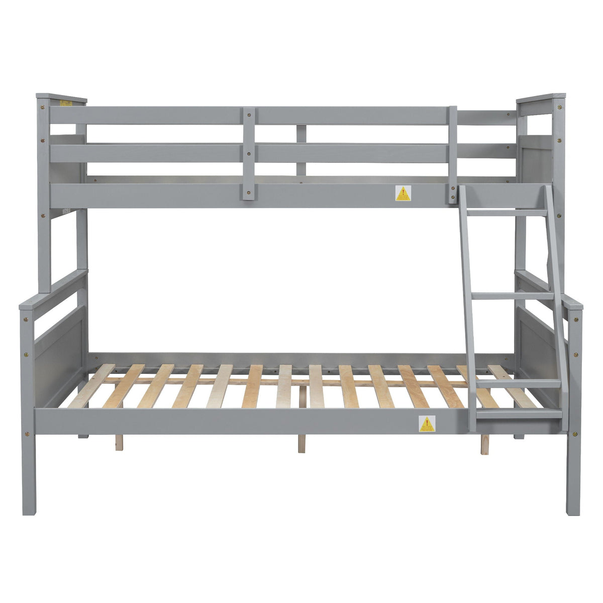 Bunk bed with ladder and safety guardrail, grey wooden frame by HouseOfZazla on Tampa Home & Garden Store