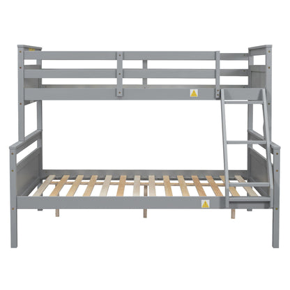 Bunk bed with ladder and safety guardrail, grey wooden frame by HouseOfZazla on Tampa Home & Garden Store