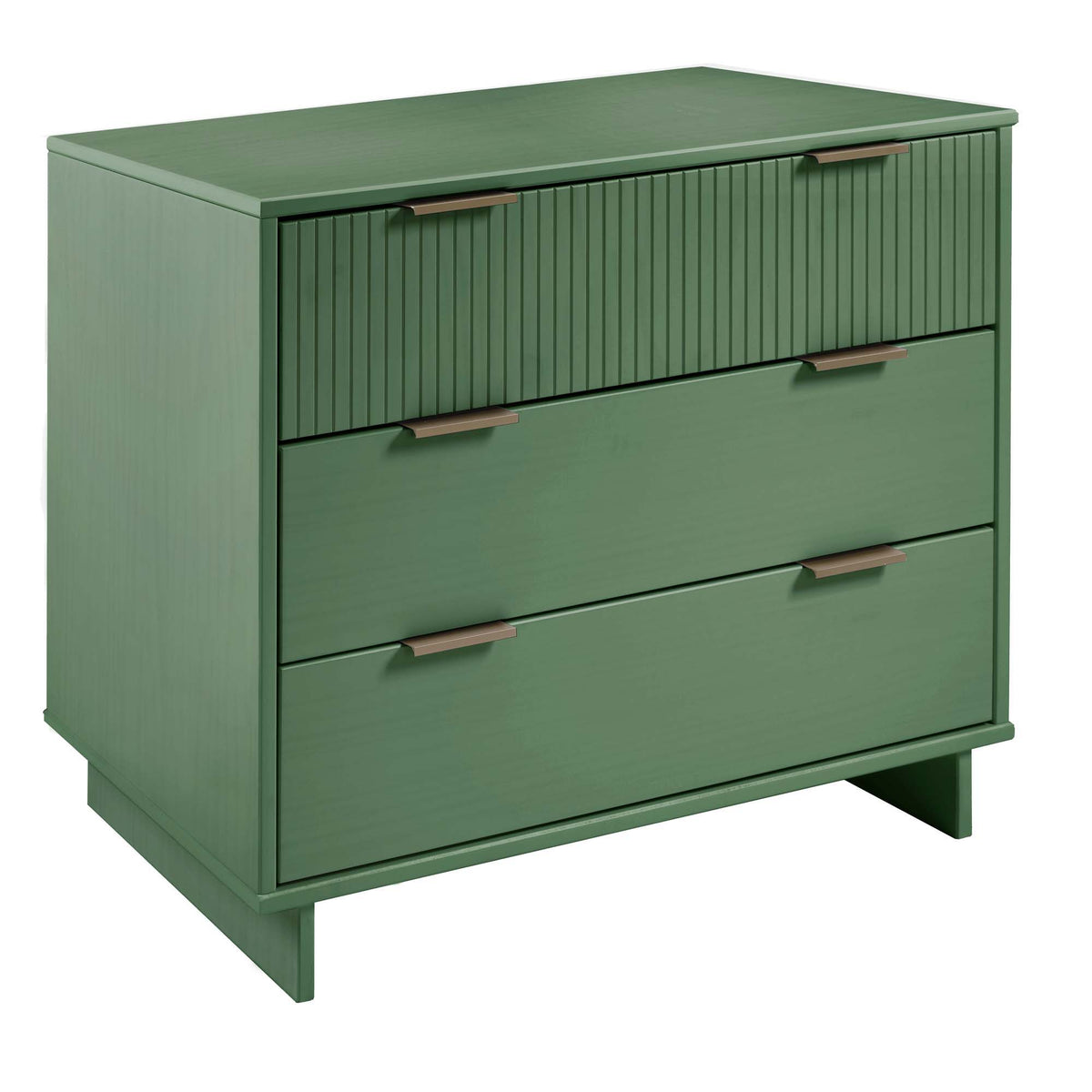 Solid Wood 3-Drawer Dresser with ribbed fronts in green finish by HouseOfZazla on Tampa Home & Garden Store