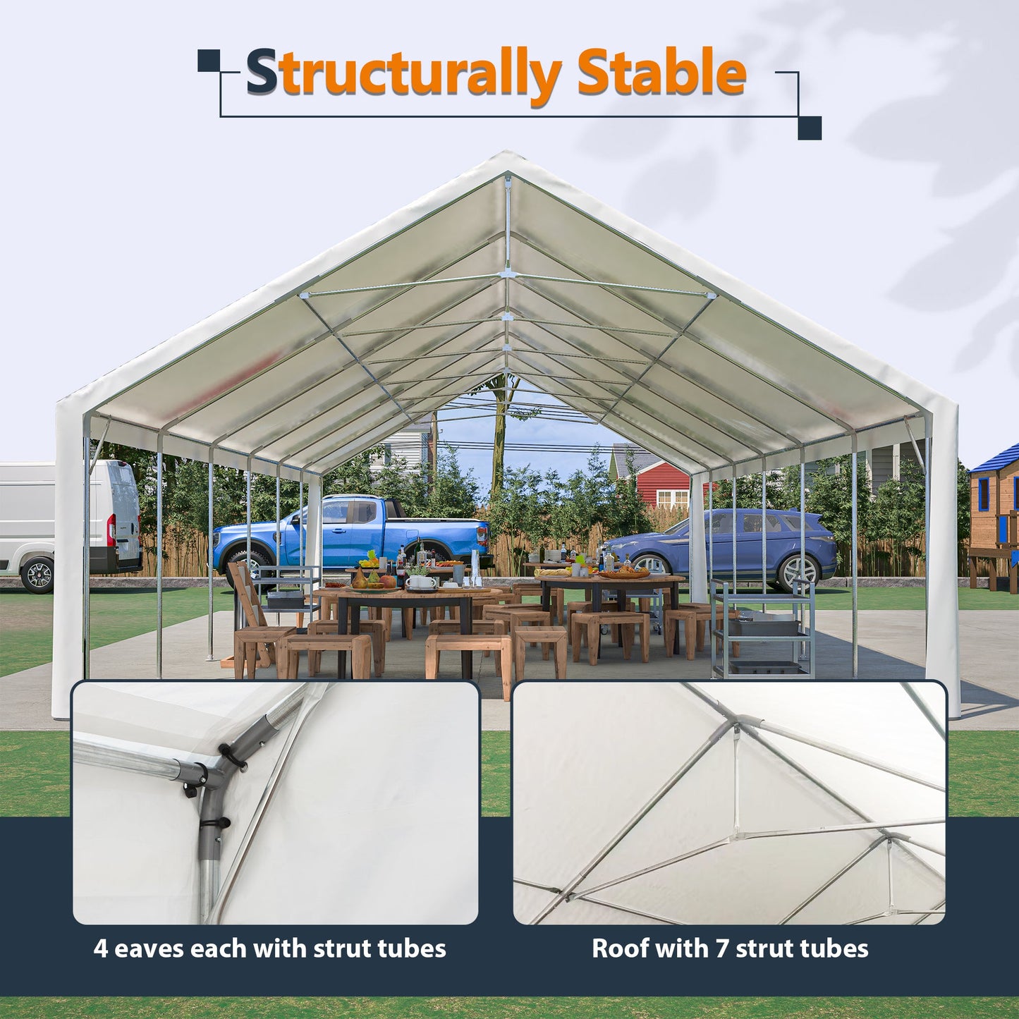 Canopy tent 20x40ft heavy duty with removable sidewalls, HouseOfZazla, white fabric on Tampa Home & Garden Store