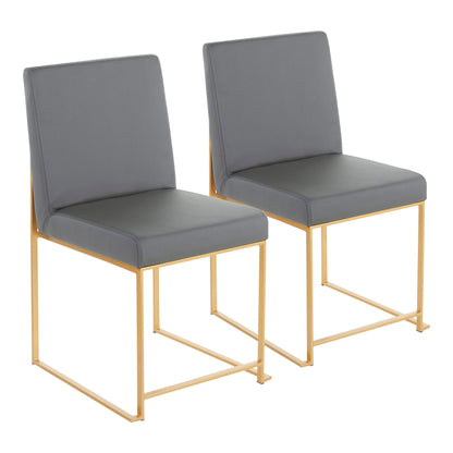 Contemporary high-back dining chair set, gray upholstery, gold legs, 2-chair HouseOfZazla on Tampa Home & Garden Store