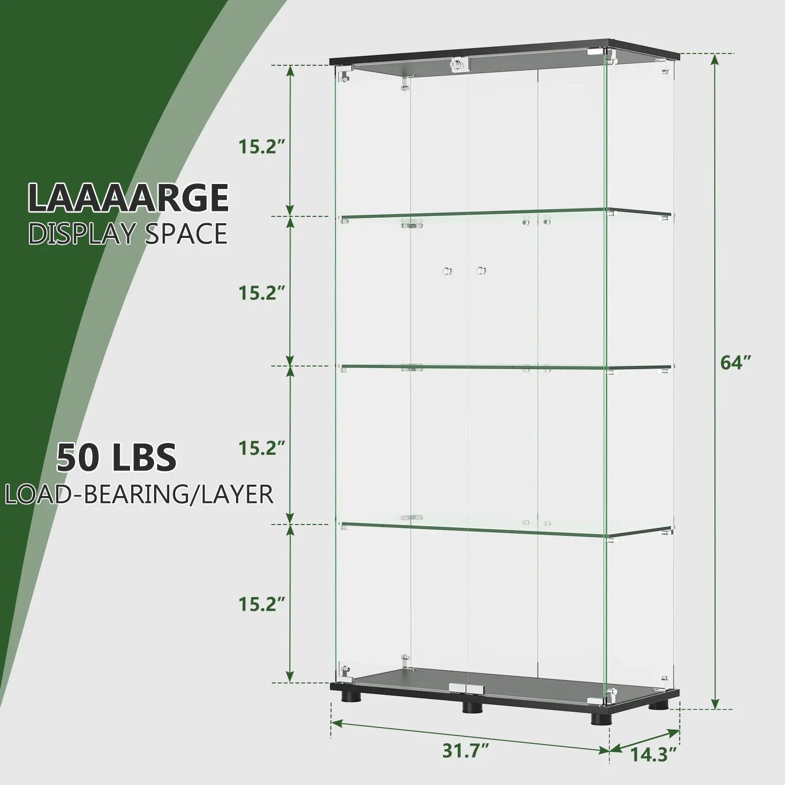 Display cabinet with shelf, glass panels, double doors and lock by Unique Piece Furniture on Tampa Home & Garden Store