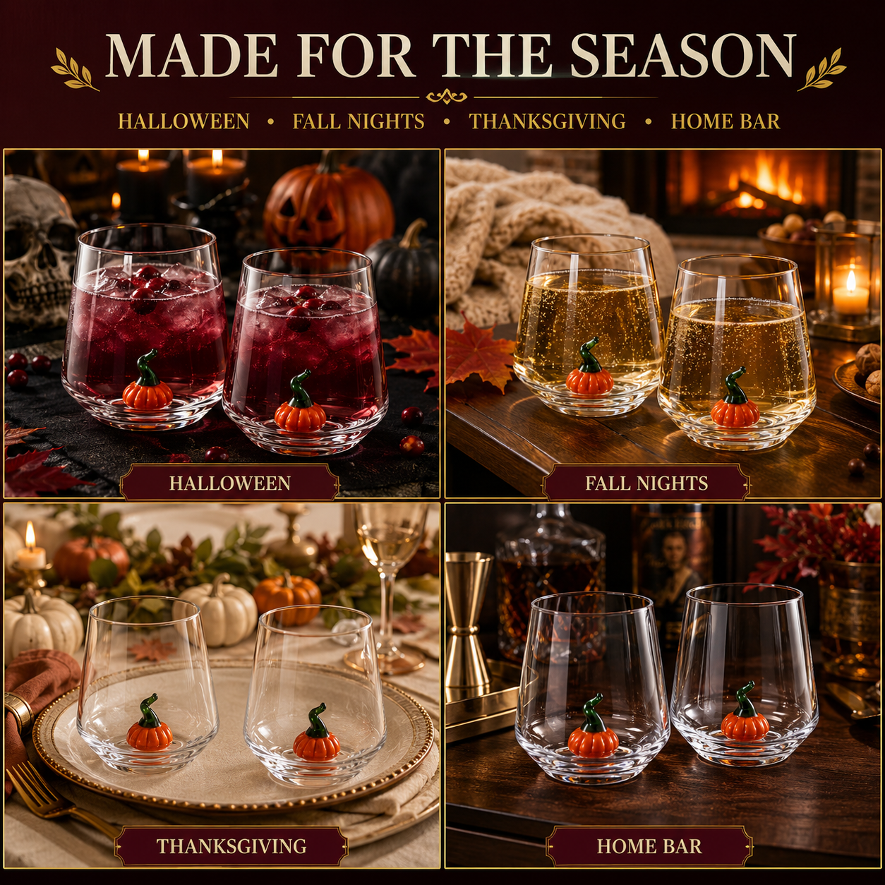 Clear Decorative Pumpkin Glass Set for Autumn