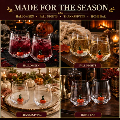 Clear Decorative Pumpkin Glass Set for Autumn