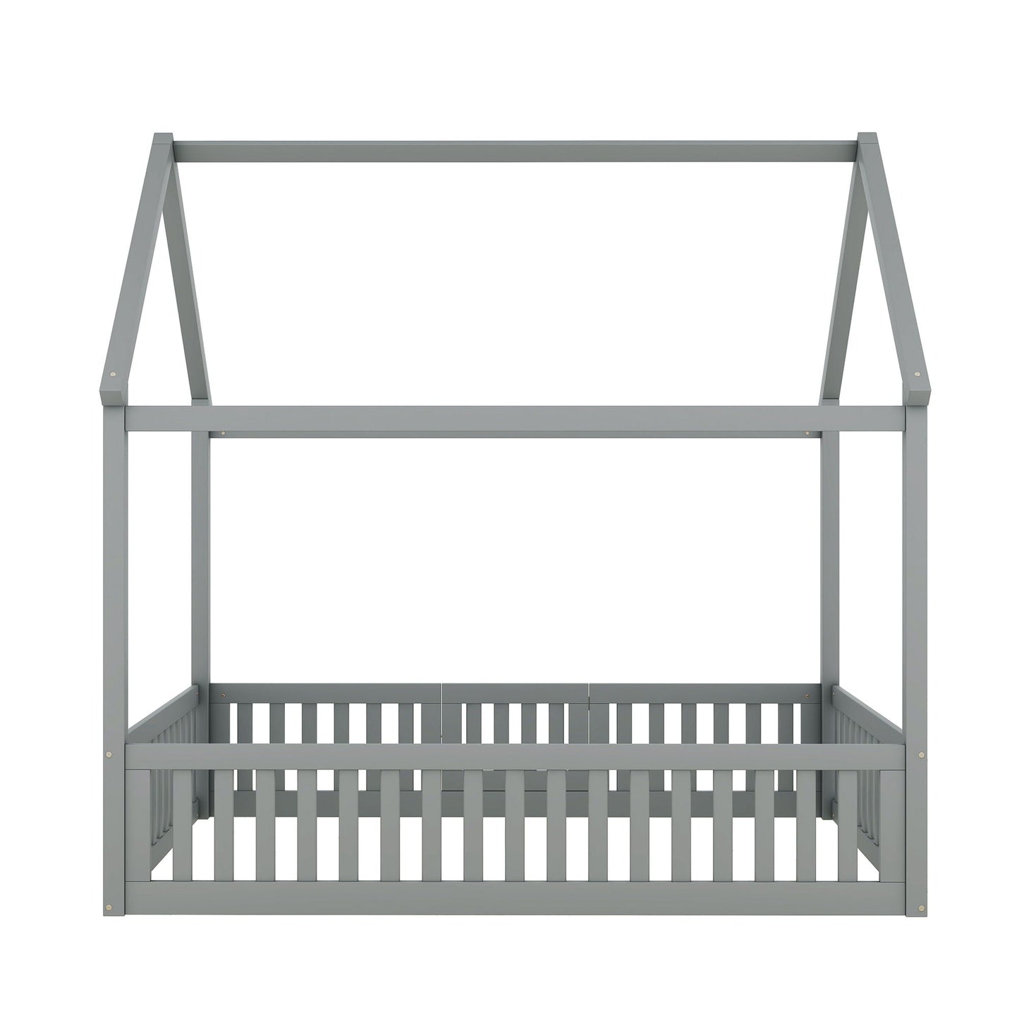 Wood House Bed With Fence And Door gray platform bed by HouseOfZazla on Tampa Home & Garden Store