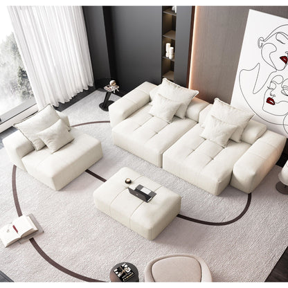 Modular sectional sofa by HouseOfZazla in beige fabric with pillows in a living area on Tampa Home & Garden Store