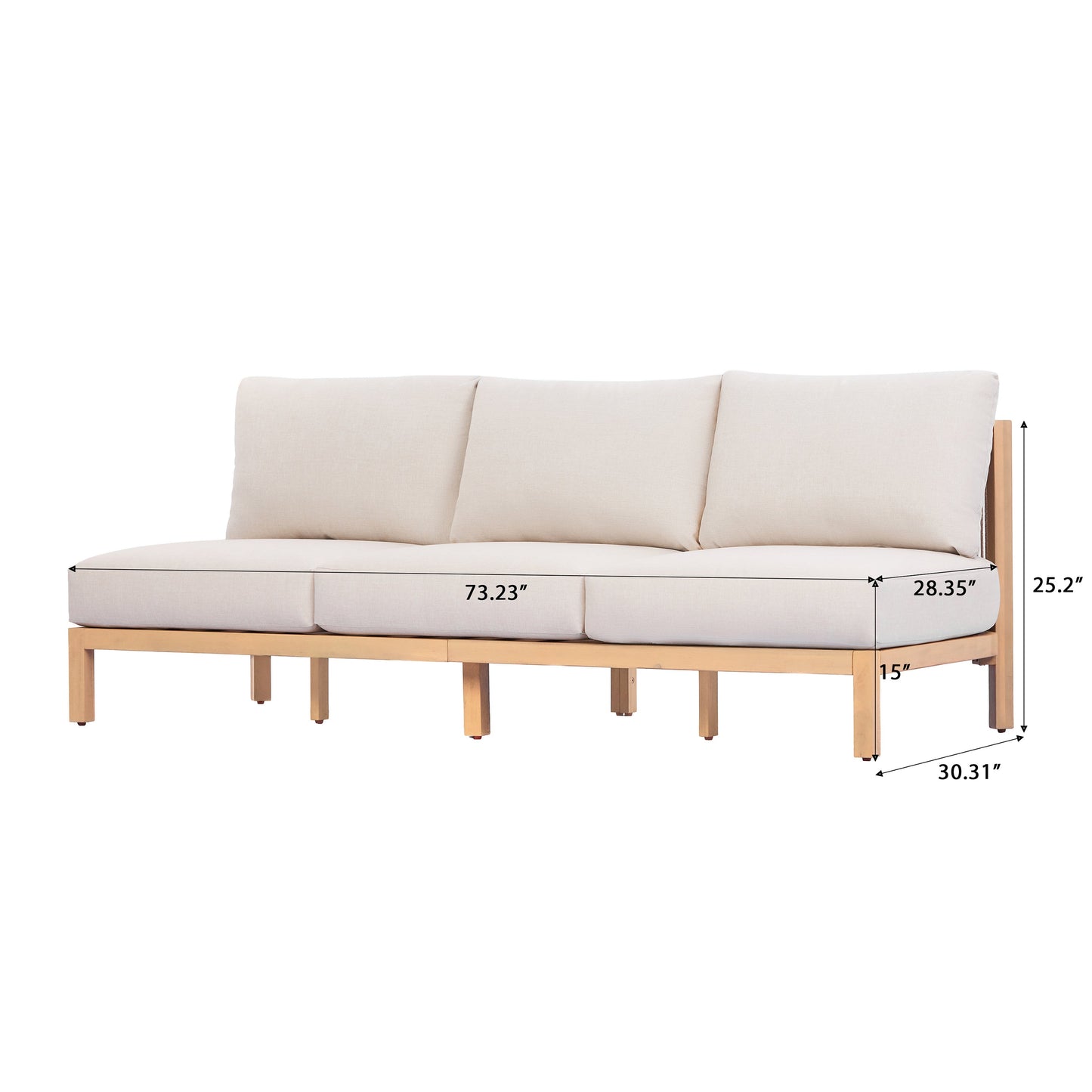 Outdoor Acacia Wood Rope Braided 3 Seater Sofa