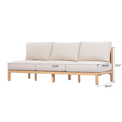 Outdoor Acacia Wood Rope Braided 3 Seater Sofa