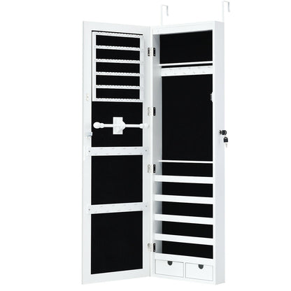 Gabinete de joyería con espejo, cerradura y luces LED para montar en la puerta