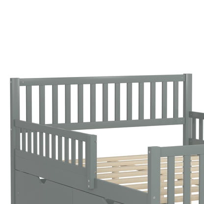 Platform bed gray with guardrails on both sides and 2 built-in storage drawers HouseOfZazla on Tampa Home & Garden Store