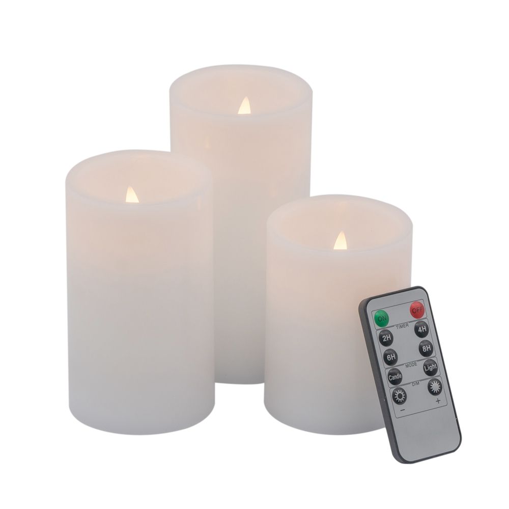 Led Candles With Remote Timer Set Of 3 White