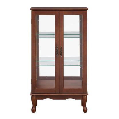 Curio cabinet by Unique Piece Furniture wood tempered glass doors, 3-tier shelves, mirrored back on Tampa Home & Garden Store