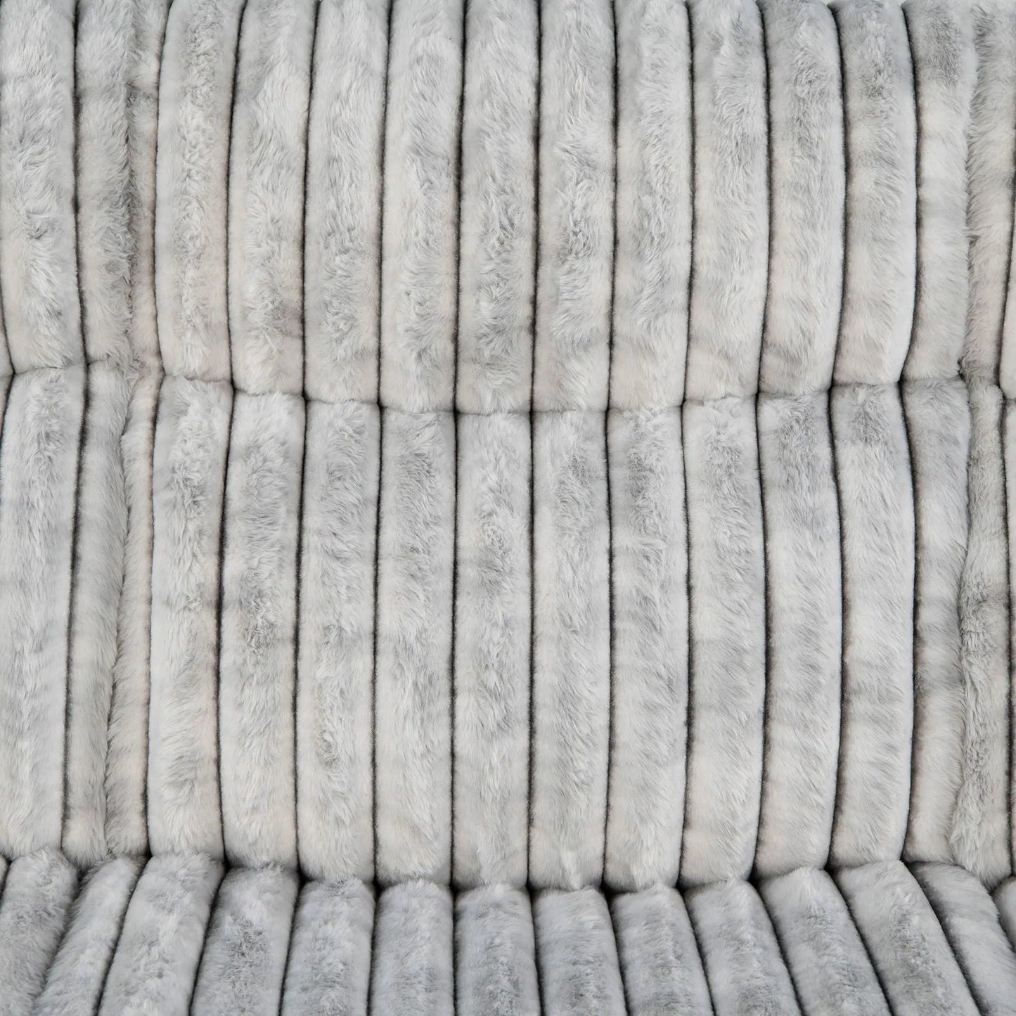 Bruni Glider Recliner with Manual Recline grey faux fur upholstery vertical channels on Tampa Home & Garden Store