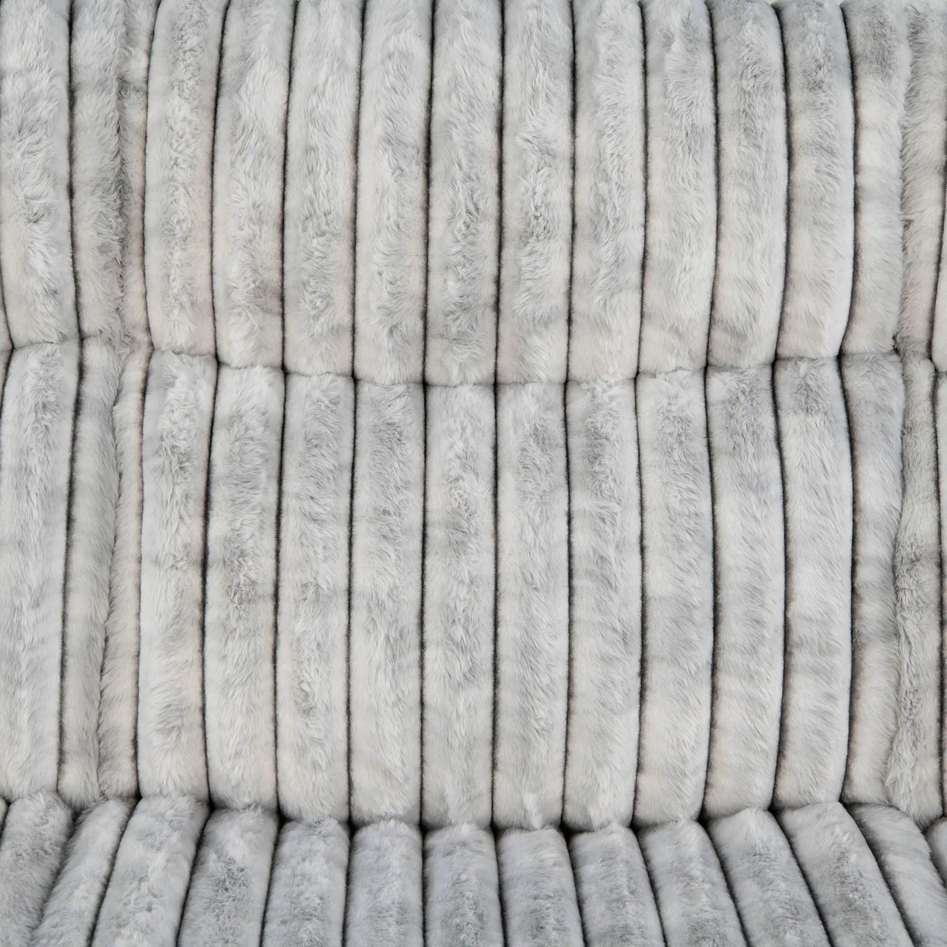 Bruni Glider Recliner with Manual Recline grey faux fur upholstery vertical channels on Tampa Home & Garden Store