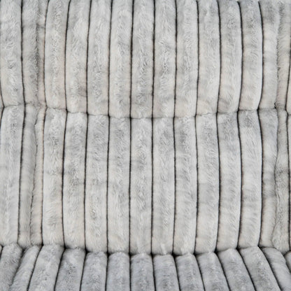 Bruni Glider Recliner with Manual Recline grey faux fur upholstery vertical channels on Tampa Home & Garden Store