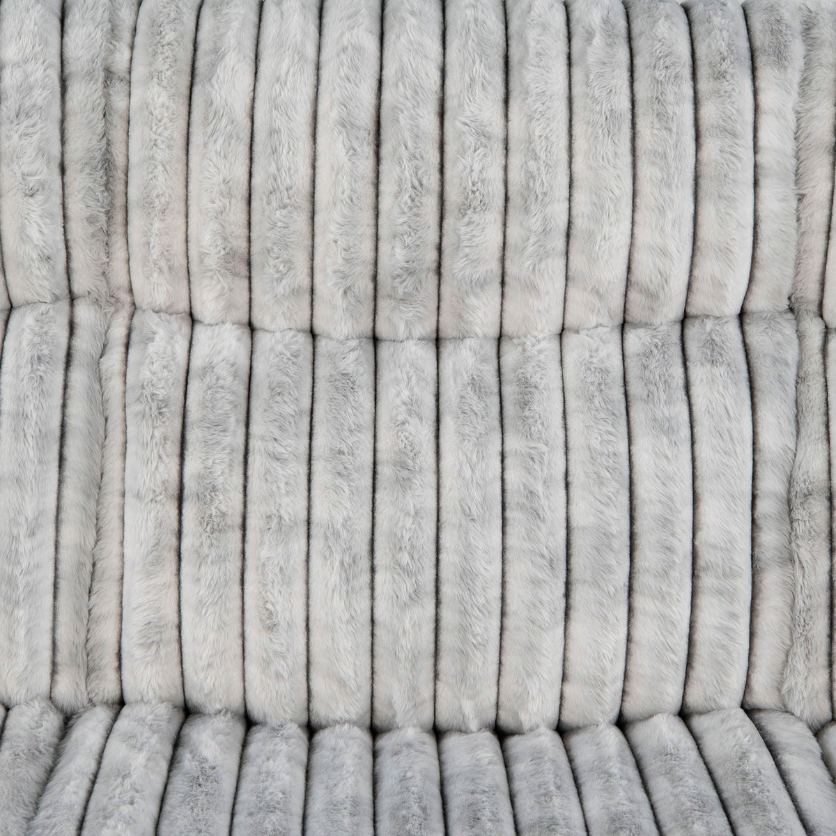 Bruni glider recliner gray faux fur fabric with vertical channel tufting on Tampa Home & Garden Store