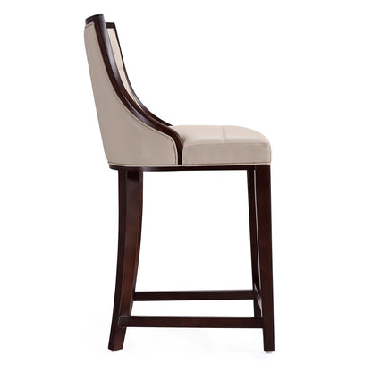 White bar-height stool with solid wood frame, beige upholstery, traditional design on Tampa Home & Garden Store