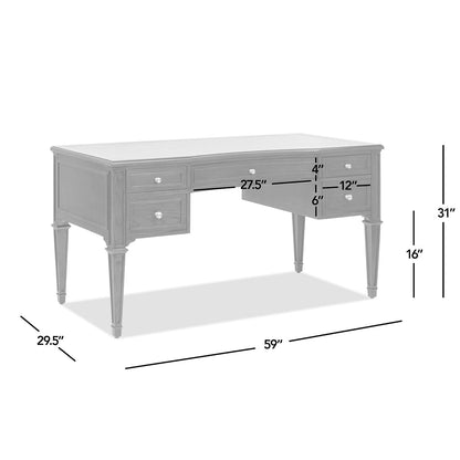Dauphin Gold Accent 5-Drawer Desk in dark walnut ash veneer with silver knobs by HouseOfZazla on Tampa Home & Garden Store