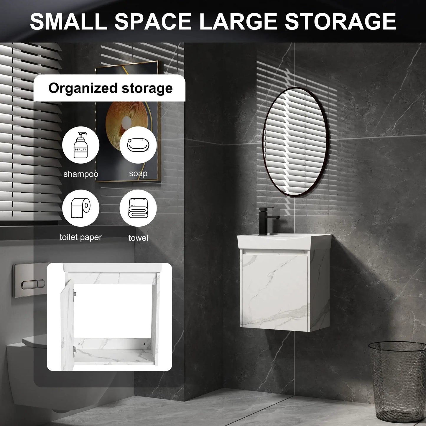 Modern Bathroom Vanity with Ceramic Basin Sink