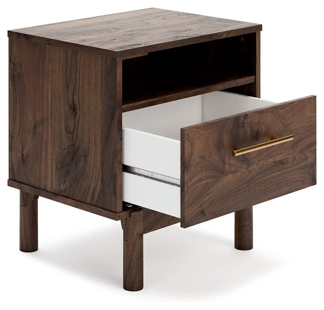 Calverson Night Stand Walnut Finish with Handle