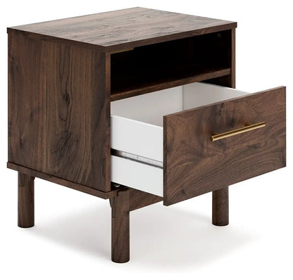 Calverson Night Stand Walnut Finish with Handle