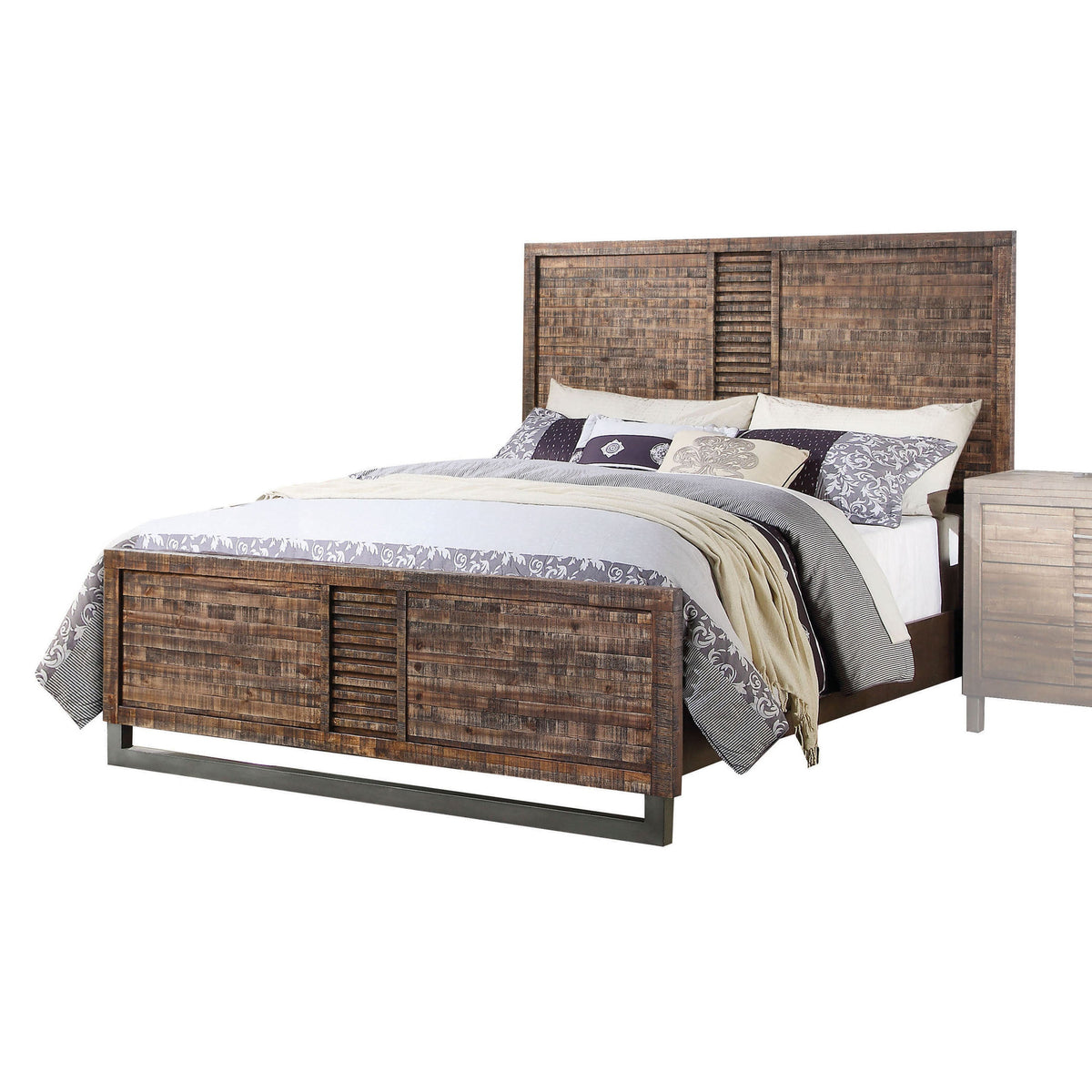 Andria Reclaimed Oak Finish Queen Bed by HouseOfZazla; wood bed with slatted headboard on Tampa Home & Garden Store