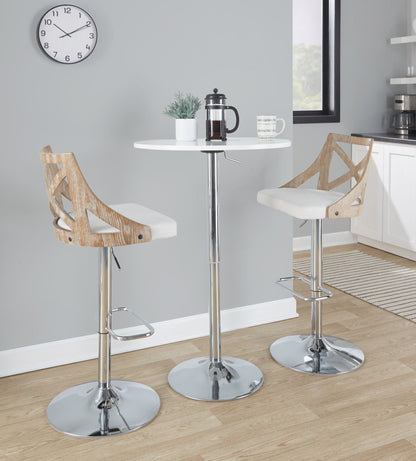 Contemporary bar table with hydraulic lift, white top and chrome base HouseOfZazla on Tampa Home & Garden Store