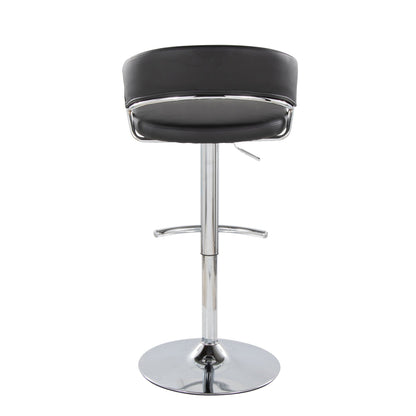 Contemporary adjustable barstool with swivel and footrest in black, chrome base on Tampa Home & Garden Store