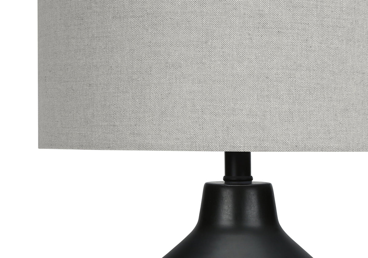 Lighting table lamp Concrete Contemporary, black metal base, gray fabric shade, HouseOfZazla on Tampa Home & Garden Store